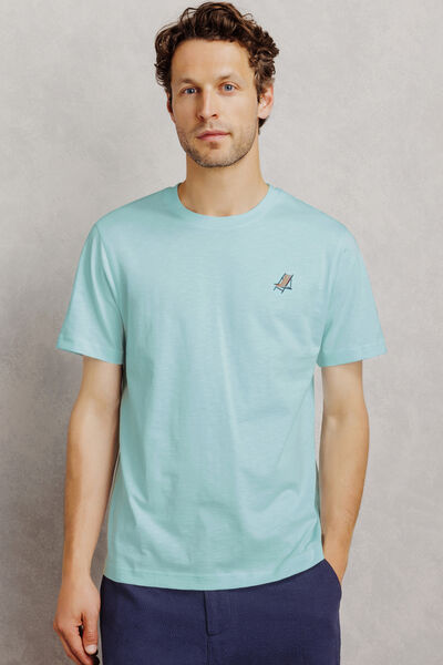Tee shirt mati&egrave;re flamm&eacute;e broderie poitrine