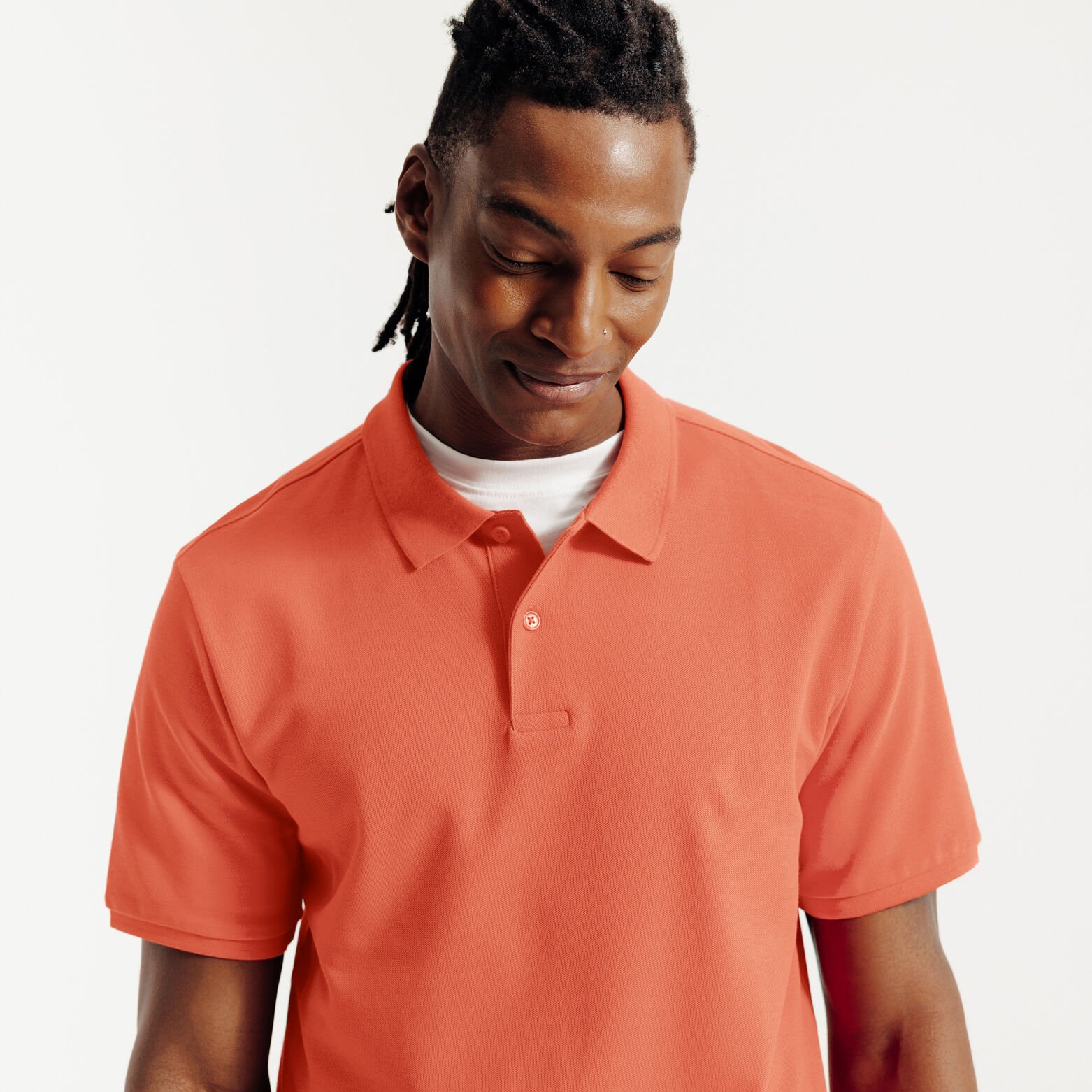 Effen polo in piqu&eacute;katoen met korte mouwen