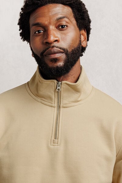 Sweat col montant zipp&eacute; molleton uni