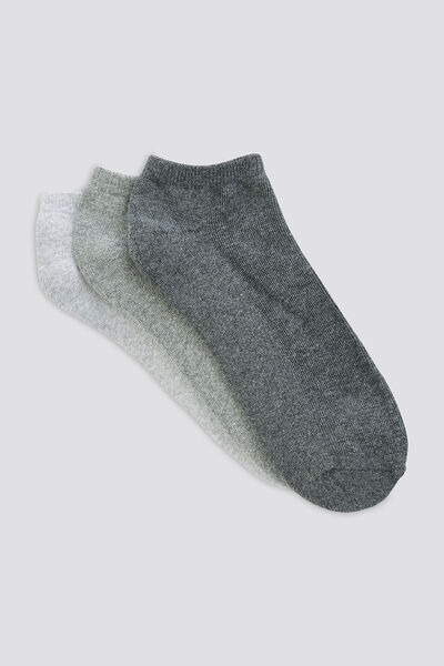 Lot de 3 paires de chaussettes unies coton issu de Gris