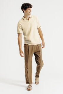 Polo en maille col resort jeux de points fantaisie