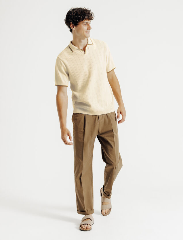 Polo en maille col resort jeux de points fantaisie