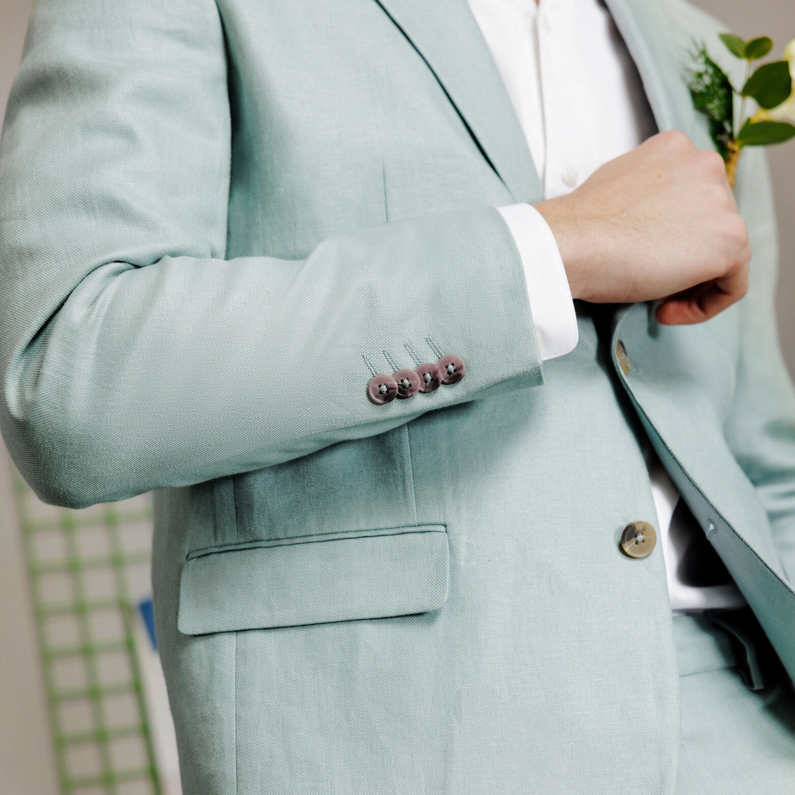 Comfort fit kostuumvest in linnen