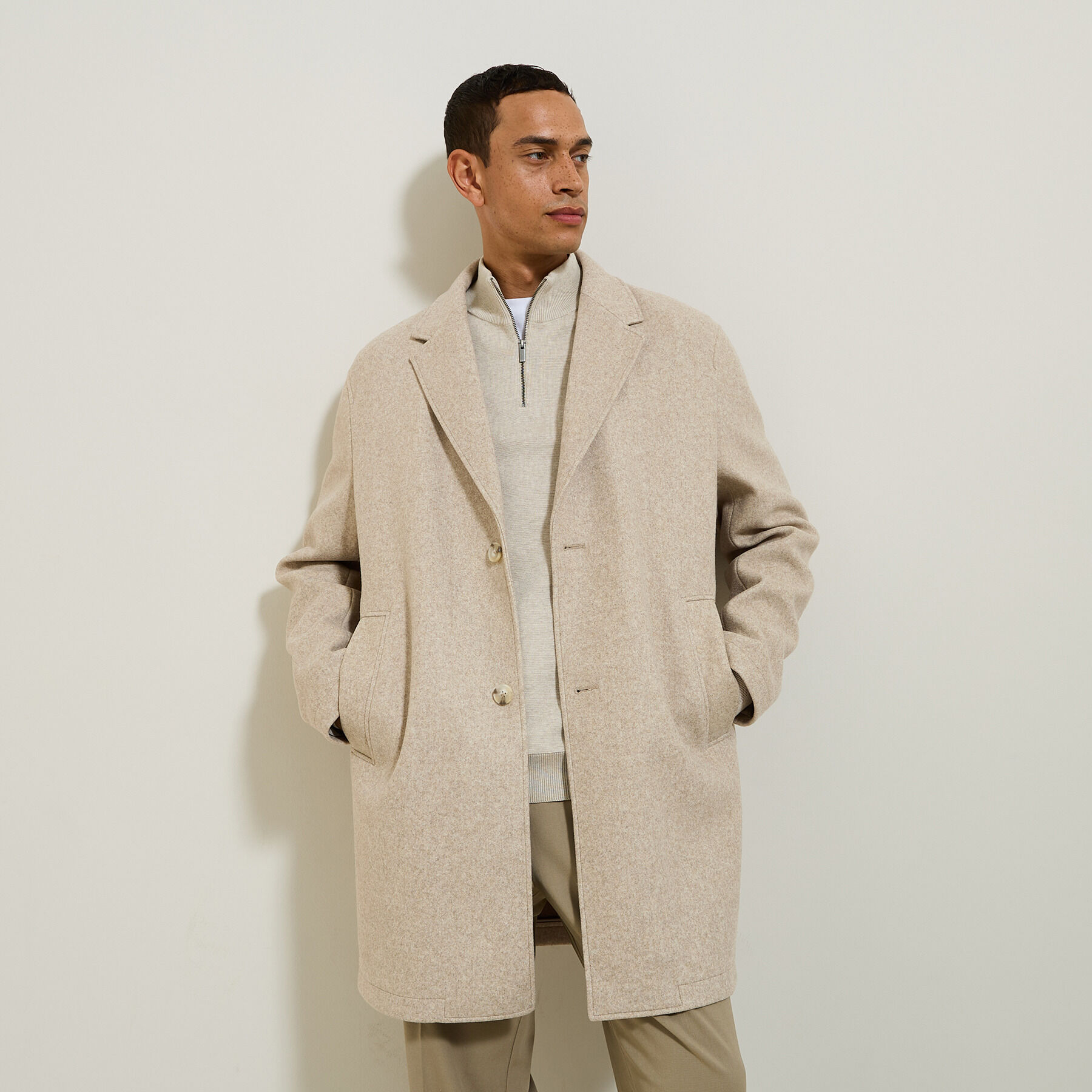 Manteau hiver long Beige homme manteaux 3 4 Jules