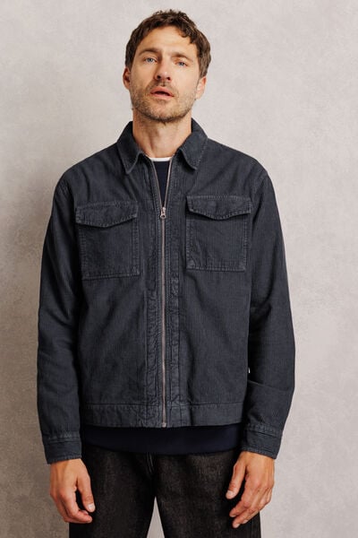 Veste zipp&eacute;e en velours col chemise 100% coton