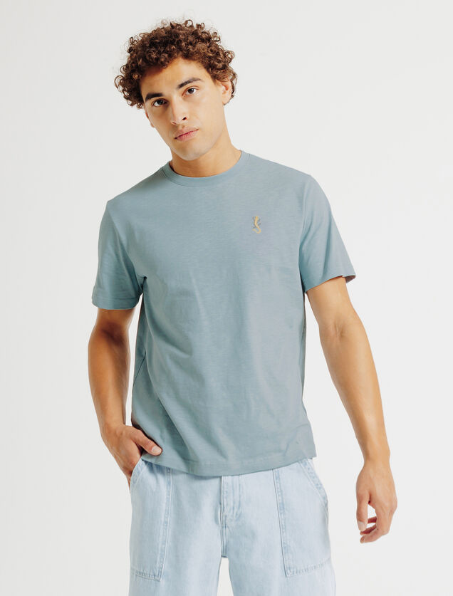 Tee shirt mati&egrave;re flamm&eacute;e broderie poitrine