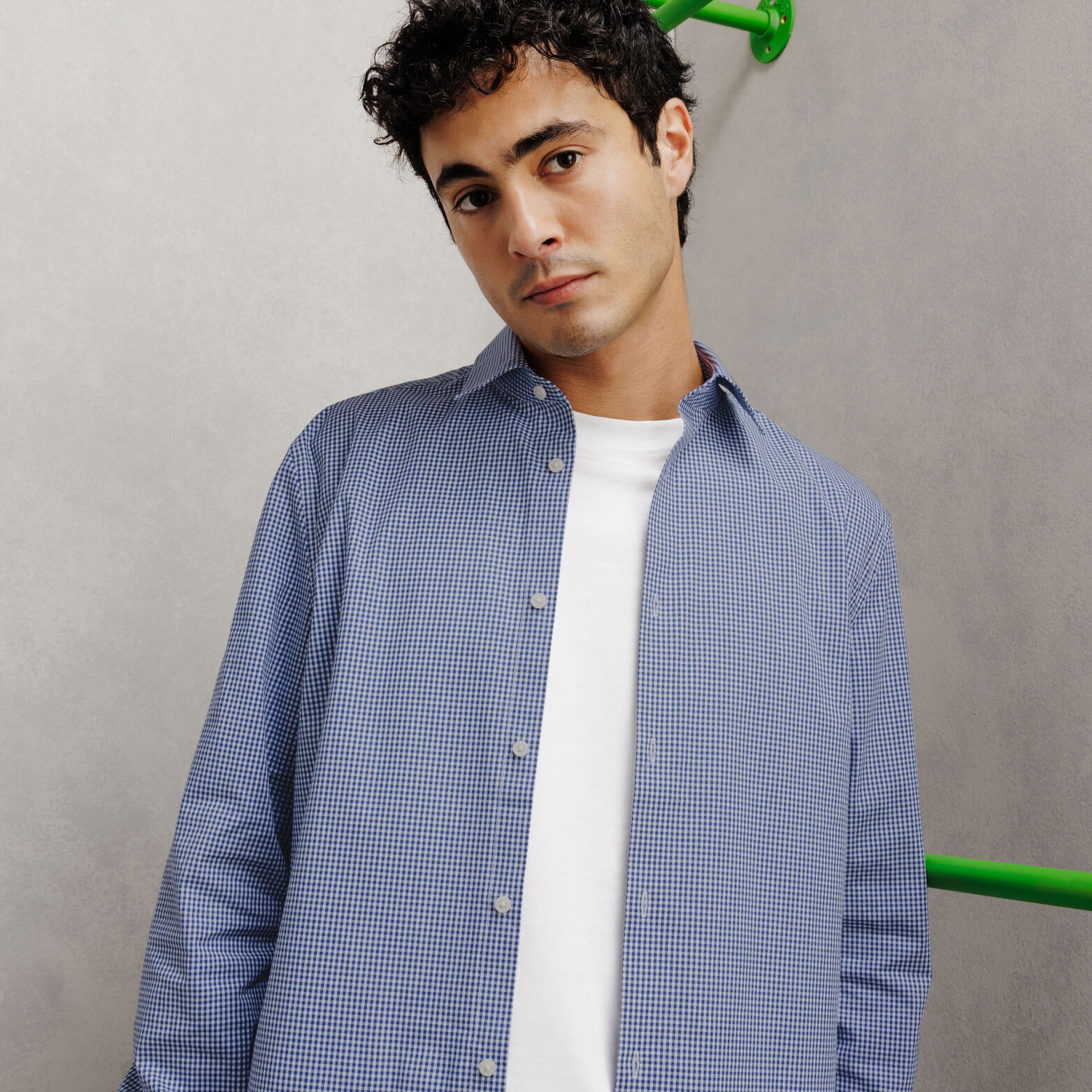 Chemise 100% coton slim &agrave; carreaux