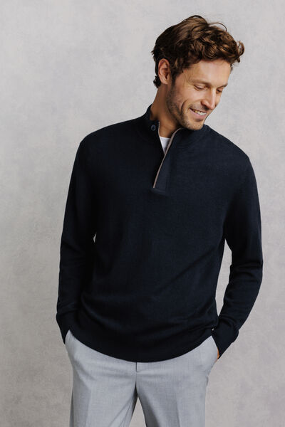 Pull col montant zipp&eacute; merinos cachemire