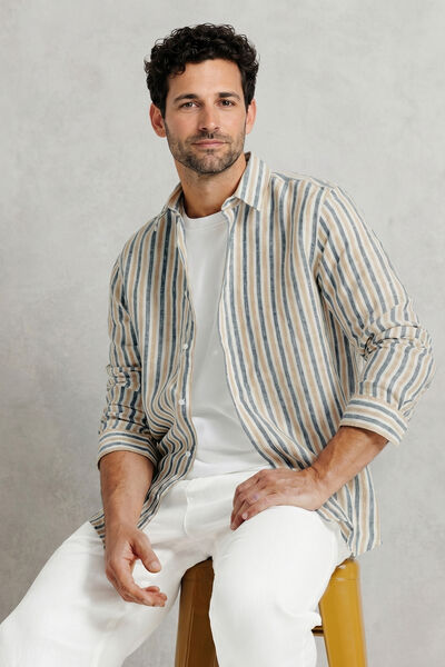 Chemise 100% lin ray&eacute;e