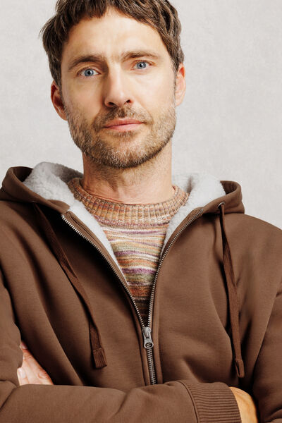 Sweat &agrave; capuche zipp&eacute; doubl&eacute; sherpa