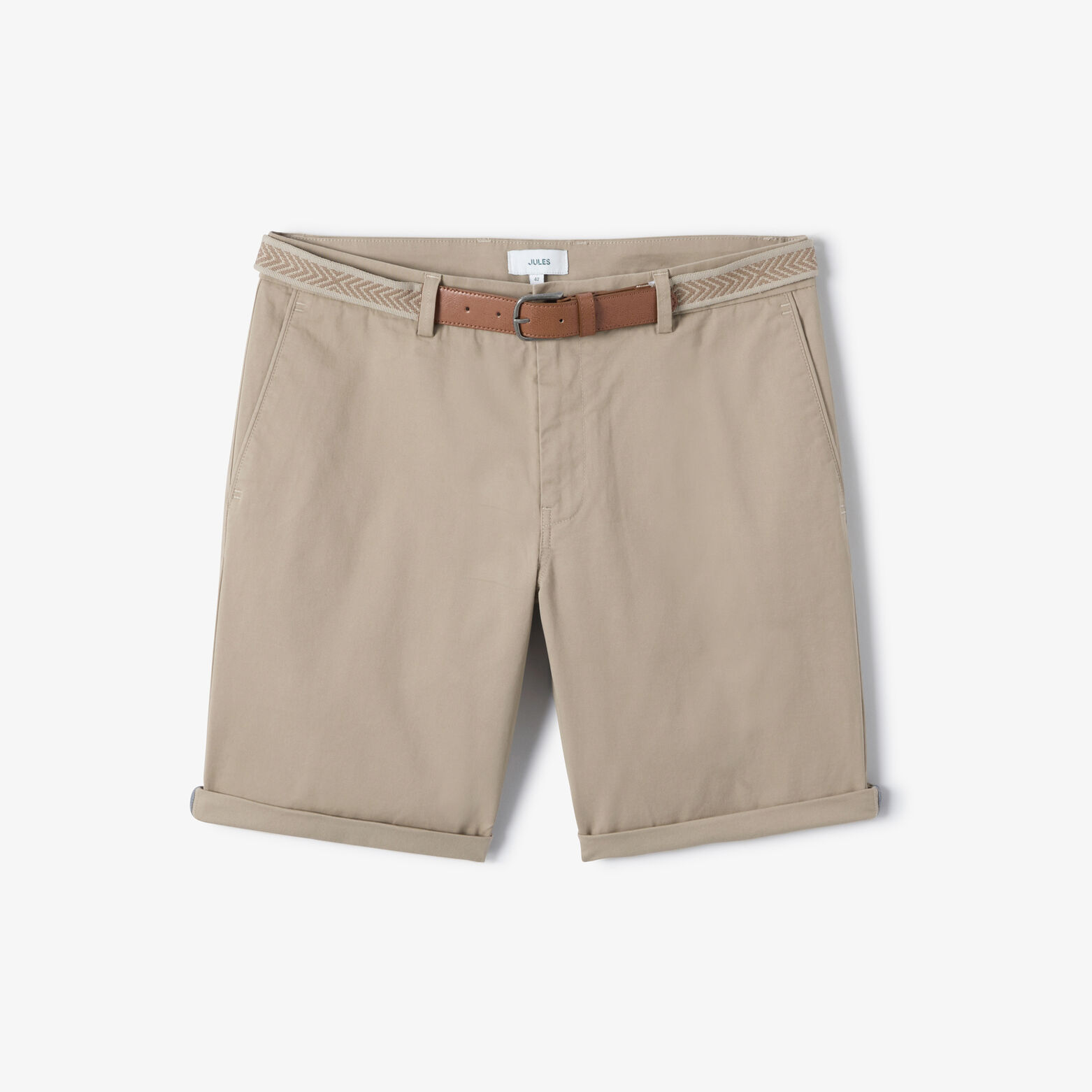 Bermuda chino slim uni avec ceinture