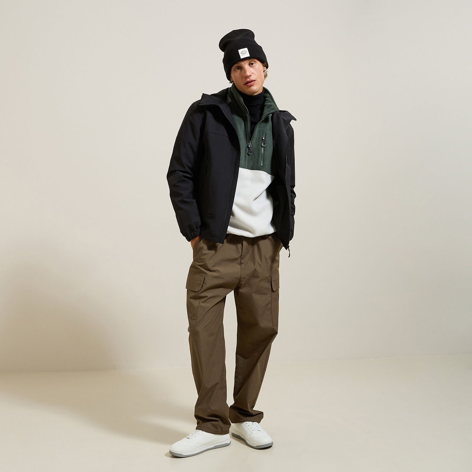 Fleecesweater met opstaande ritskraag