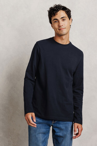 Slim basic T-shirt met ronde hals 