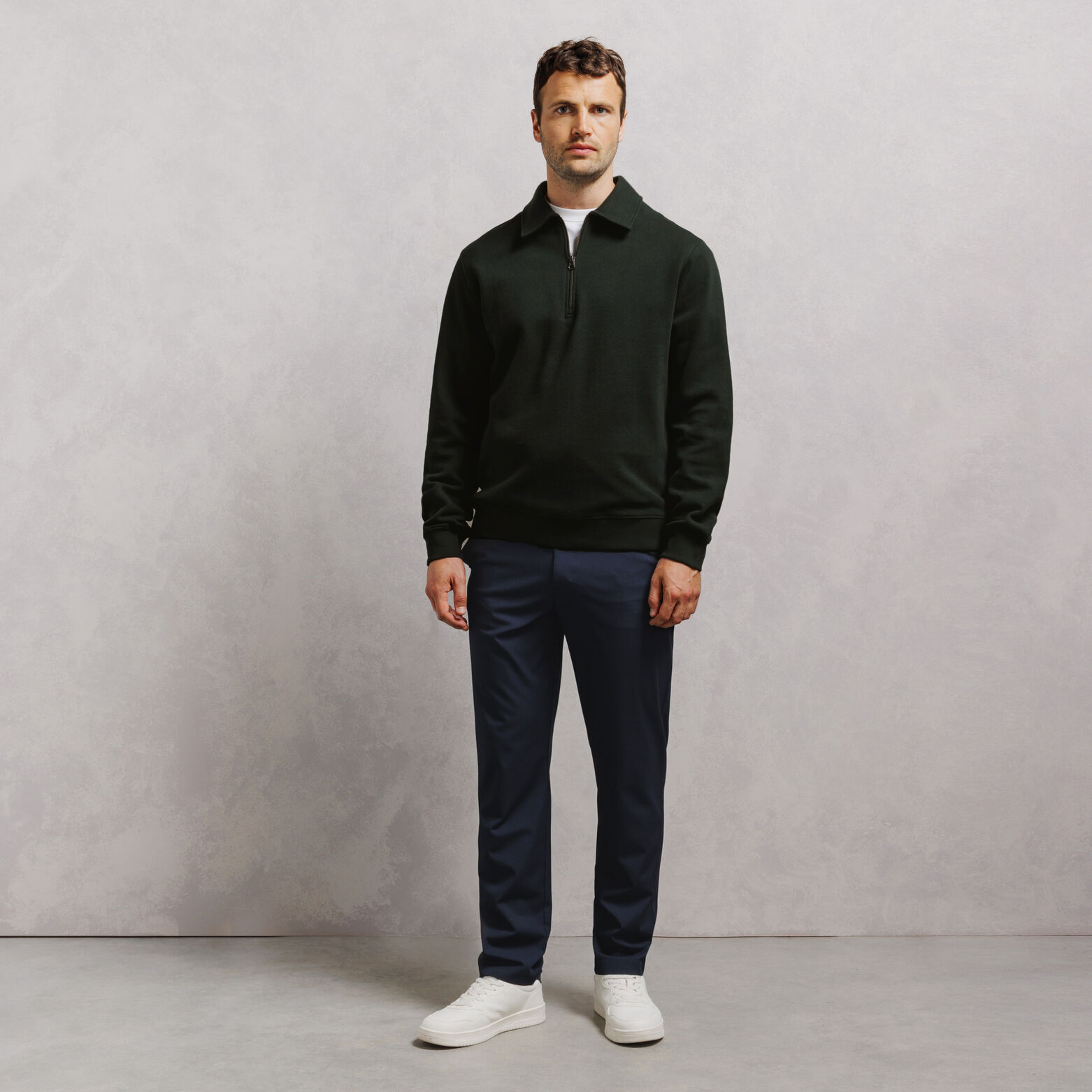 Sweat col polo zipp&eacute; uni