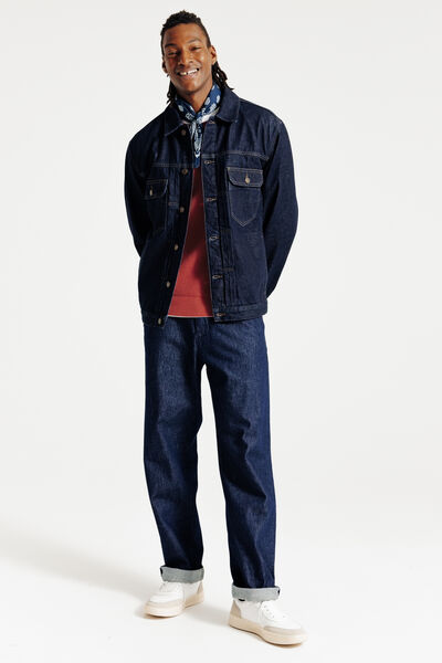 Pull col rond jeux de points fantaisie