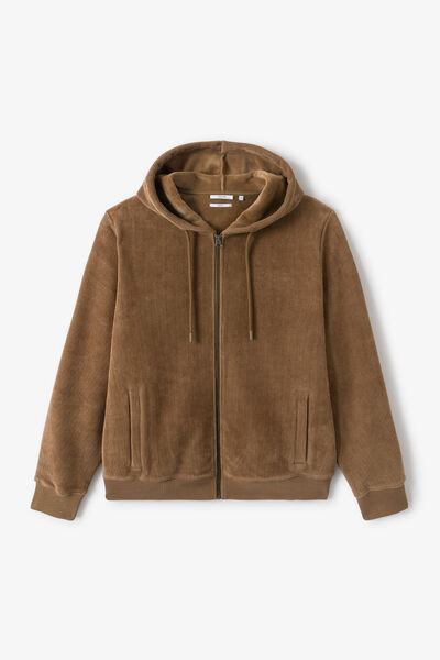 Sweater met kap en rits in fluweel