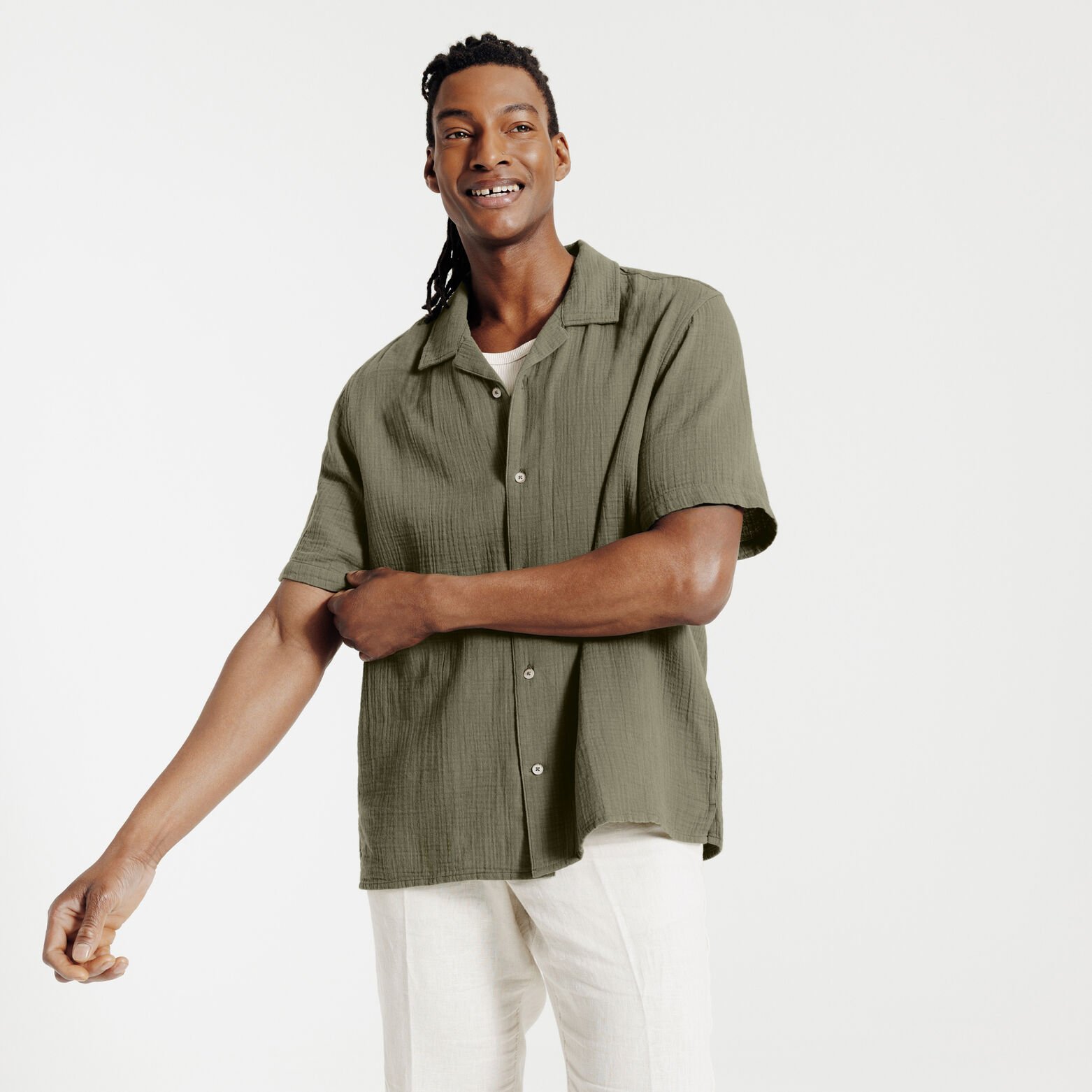 Chemisette en gaze de coton col requin