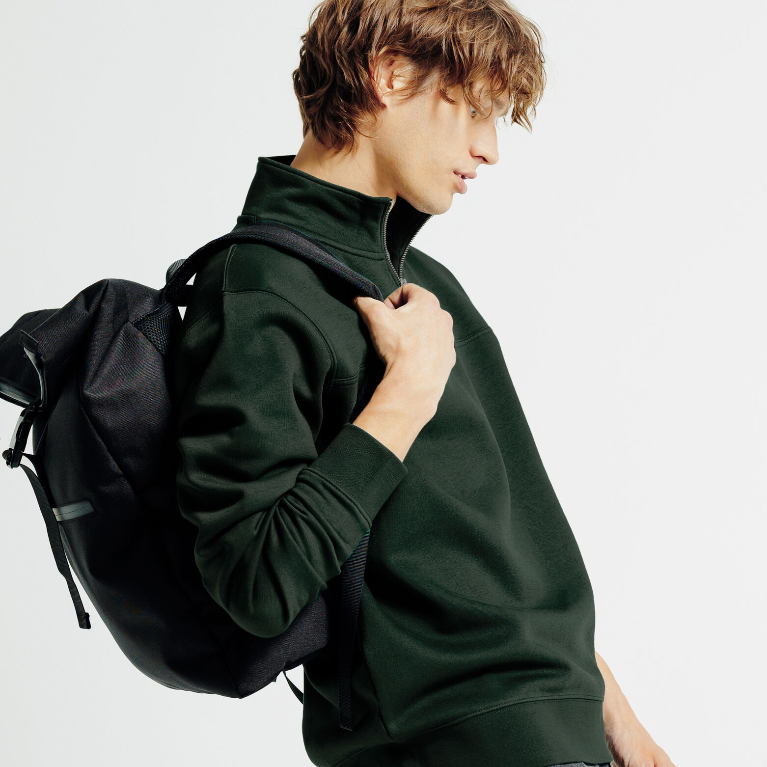 Sweat col montant zippé uni