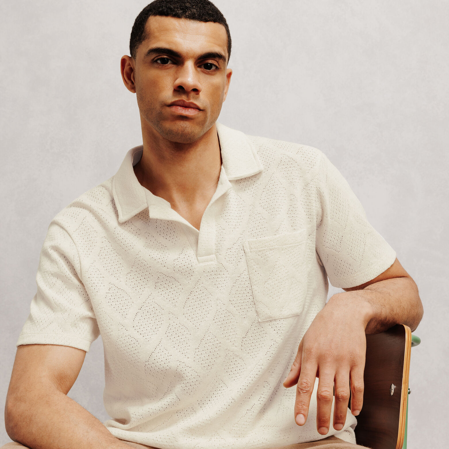 Polo col resort jacquard