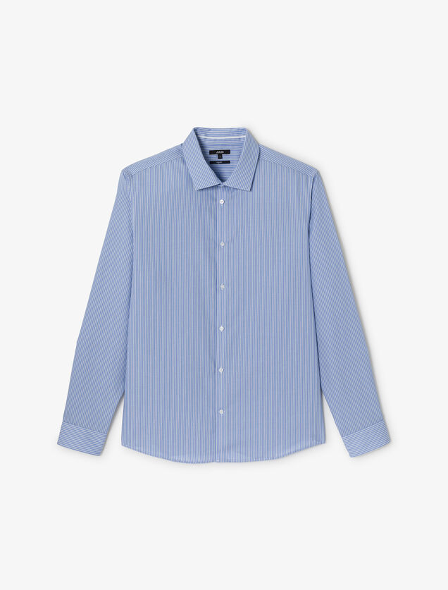 Slim fit gestreept katoenen overhemd, strijkvrij