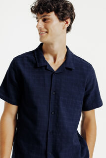 Regular fit hemdje in jacquardkatoen