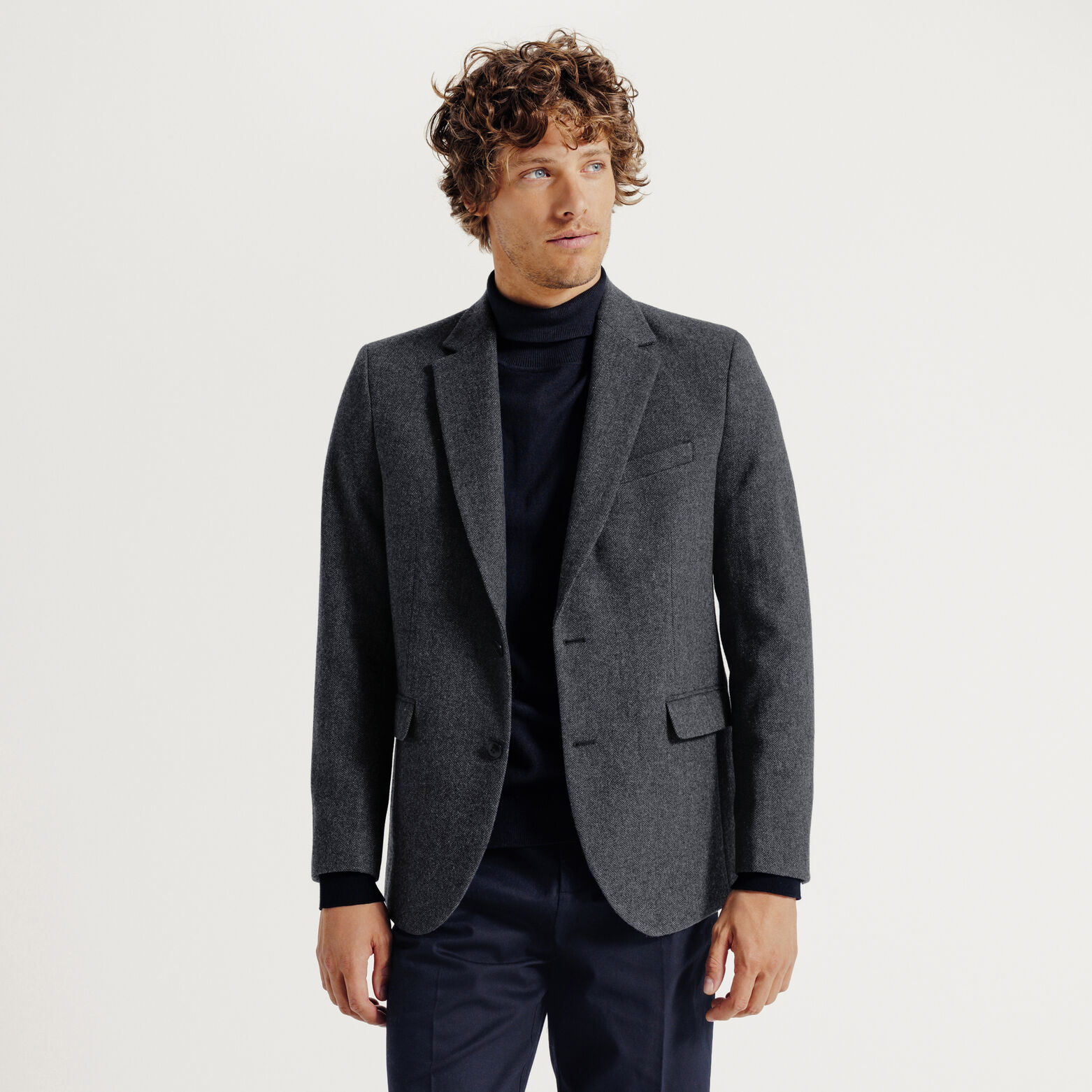 Comfort fit blazerjasje met visgraatmotief