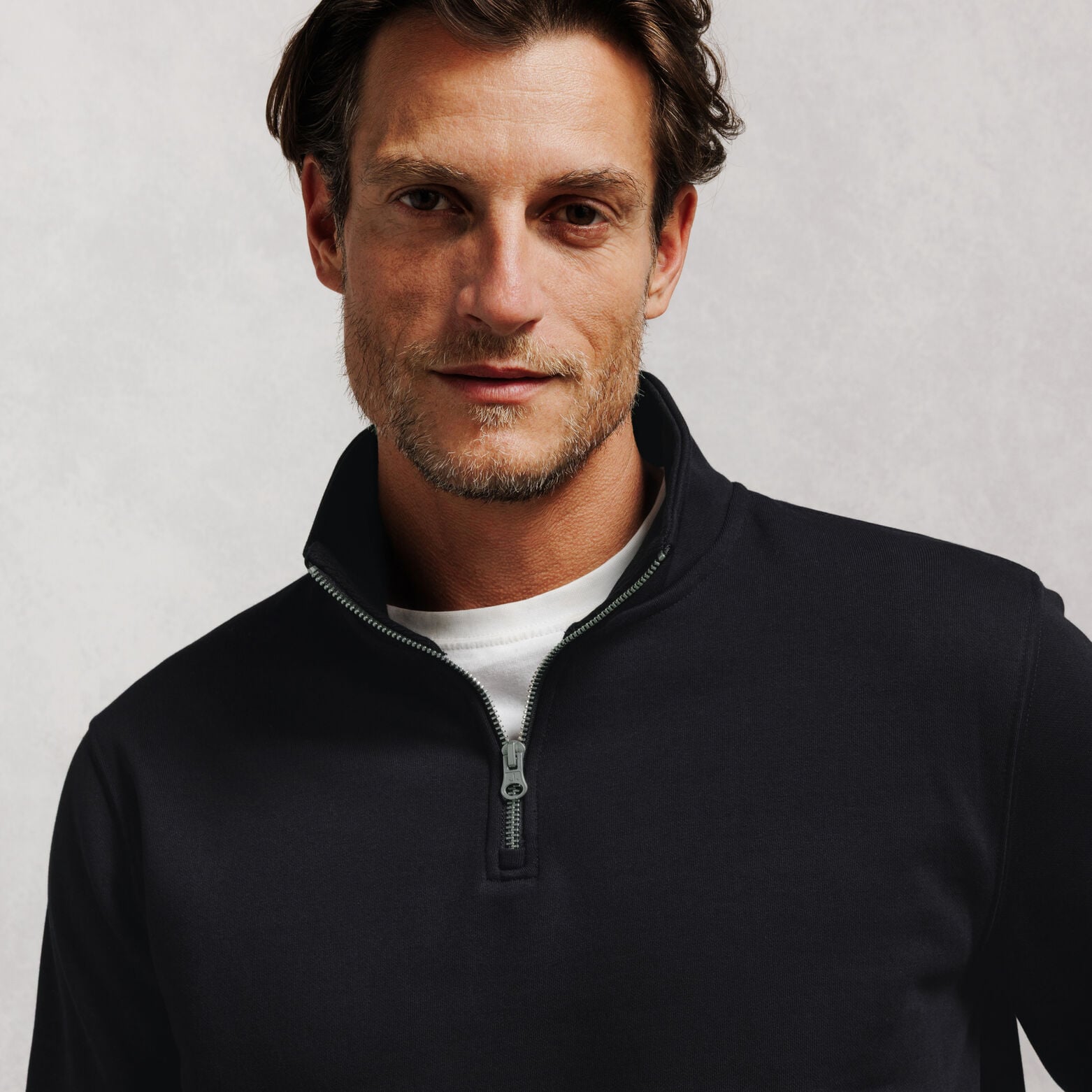 Effen sweater met ritskraag