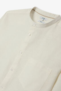 Hemd in katoen en linnen met mao-kraag