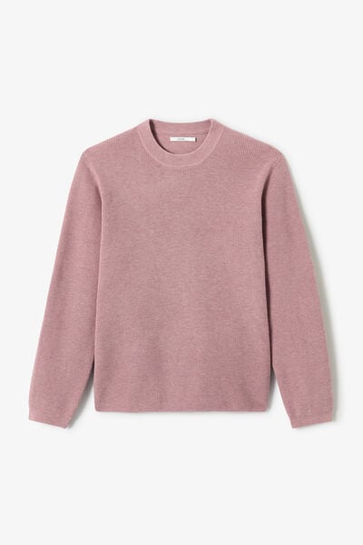 Pull col rond jeux de points fantaisie