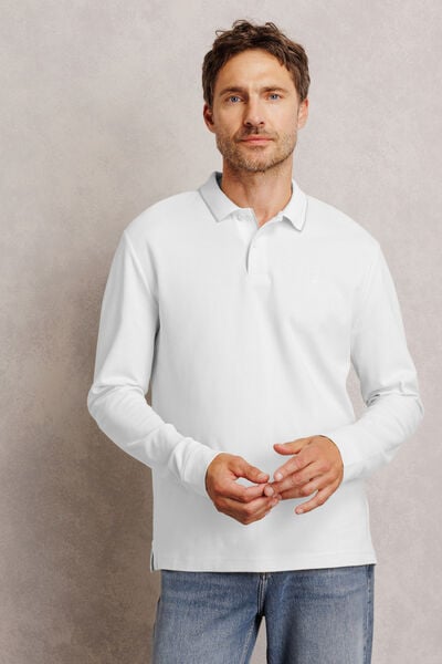 Polo manches longues piqu&eacute; uni