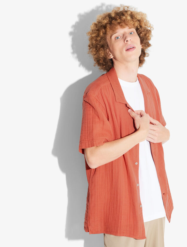 Chemisette en gaze de coton col requin