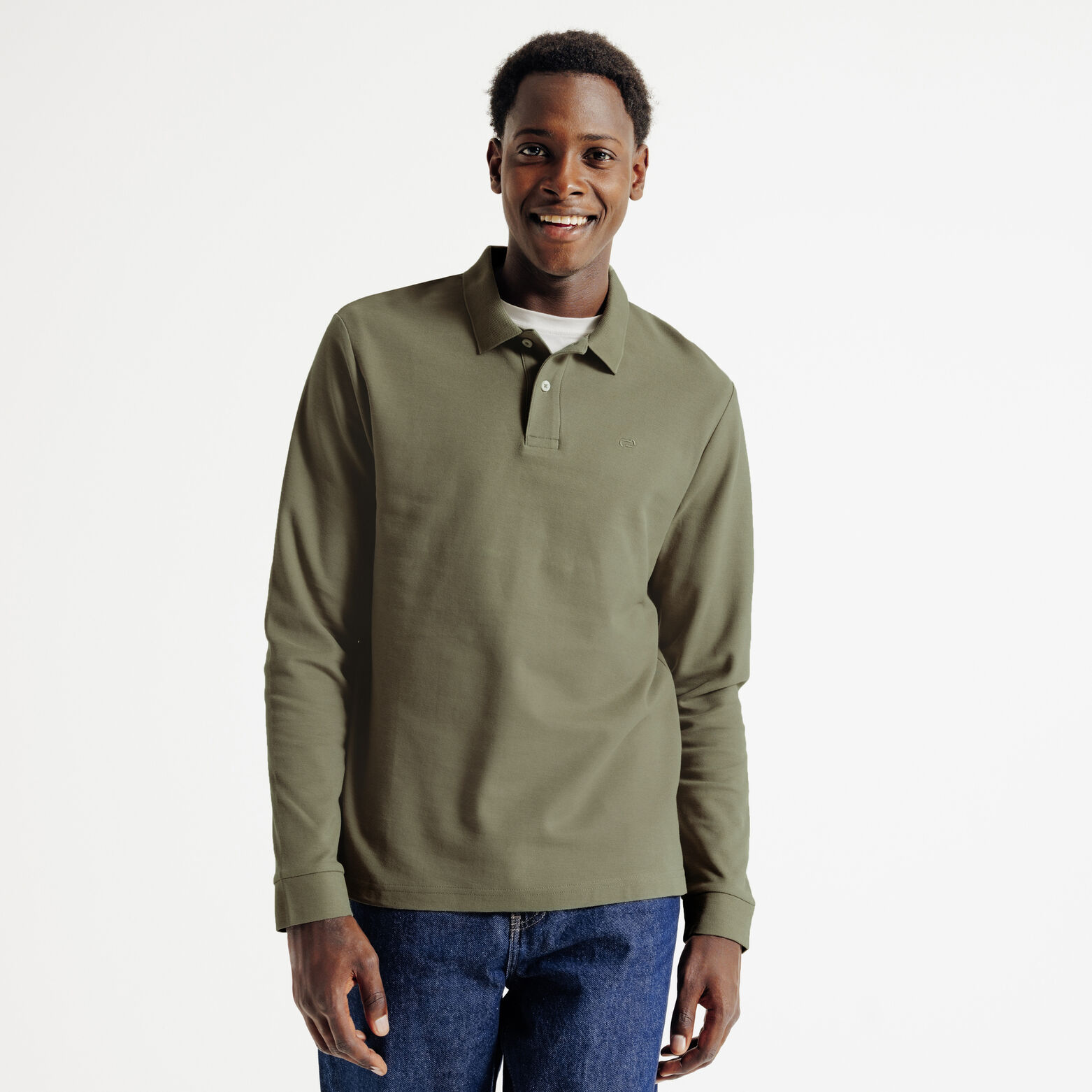 Polo manches longues piqué uni