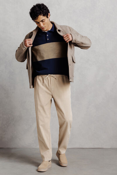 Pull col polo boutonn&eacute; 100% m&eacute;rinos