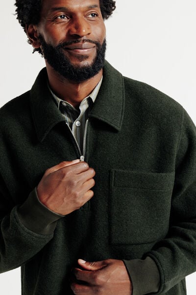 Sweat col polo zippé contenant de la laine