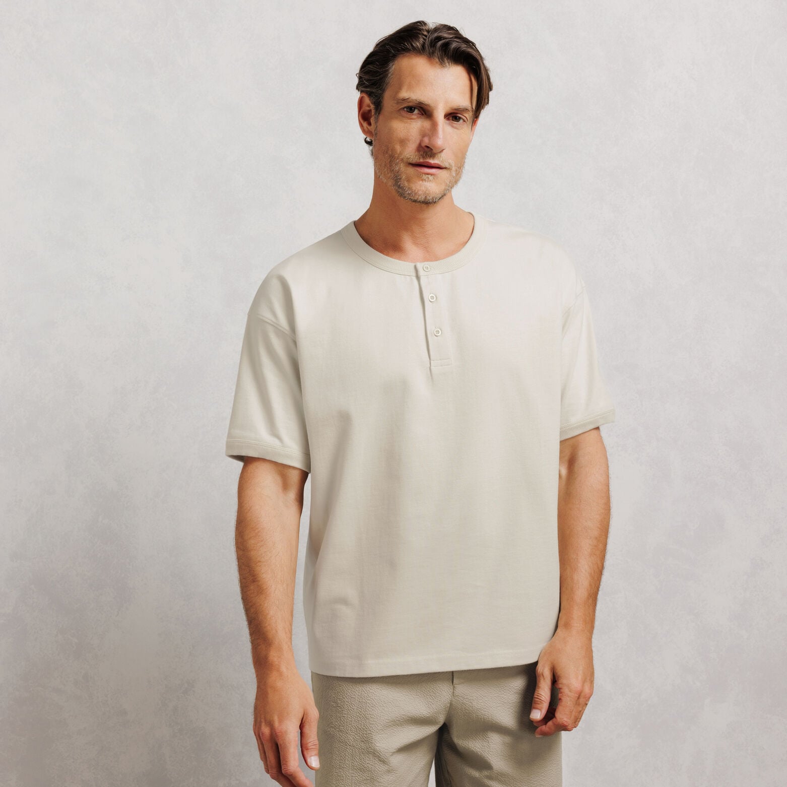 Tee shirt col tunisien boxy