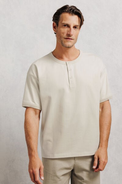 Tee shirt col tunisien boxy
