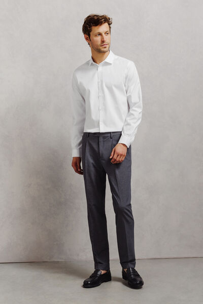 Chemise en coton slim sans repassage unie