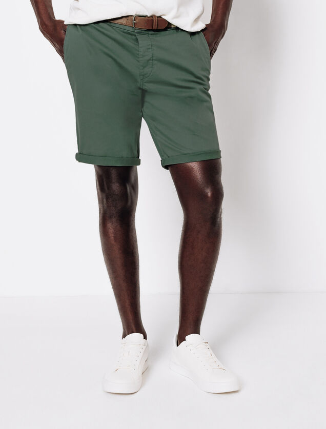 Bermuda chino uni avec ceinture