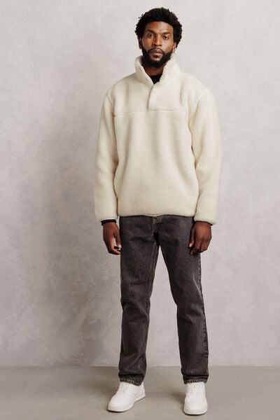 Sweat col montant pressionn&eacute; en sherpa