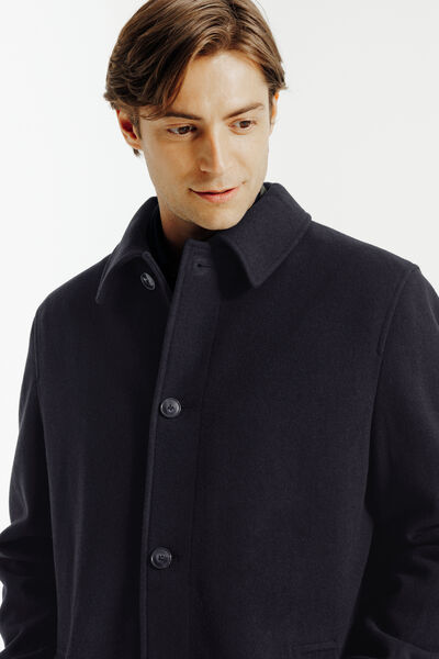 Lange mantel met hemdskraag