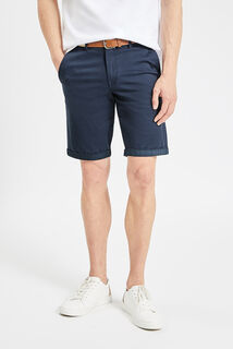 Bermuda chino uni avec ceinture