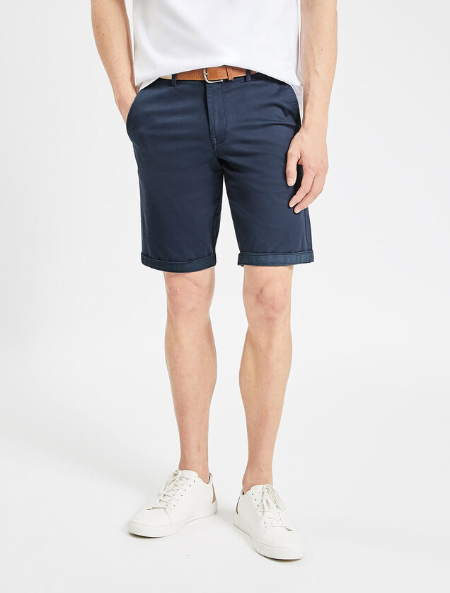 Bermuda chino uni avec ceinture
