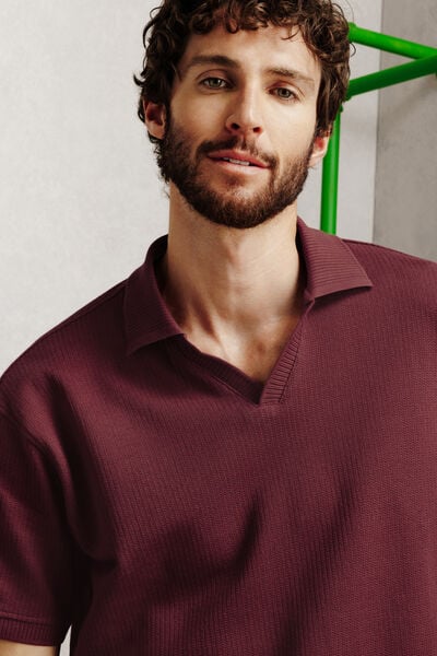 Polo manches courtes col resort en c&ocirc;te