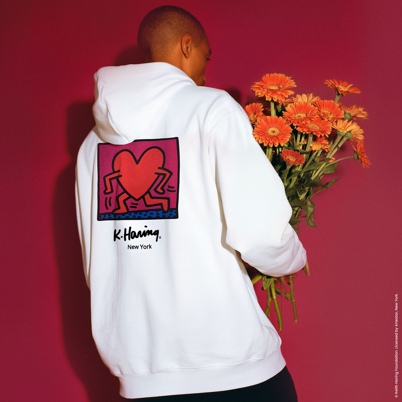 Sweat &agrave; capuche imprim&eacute; licence Keith Haring