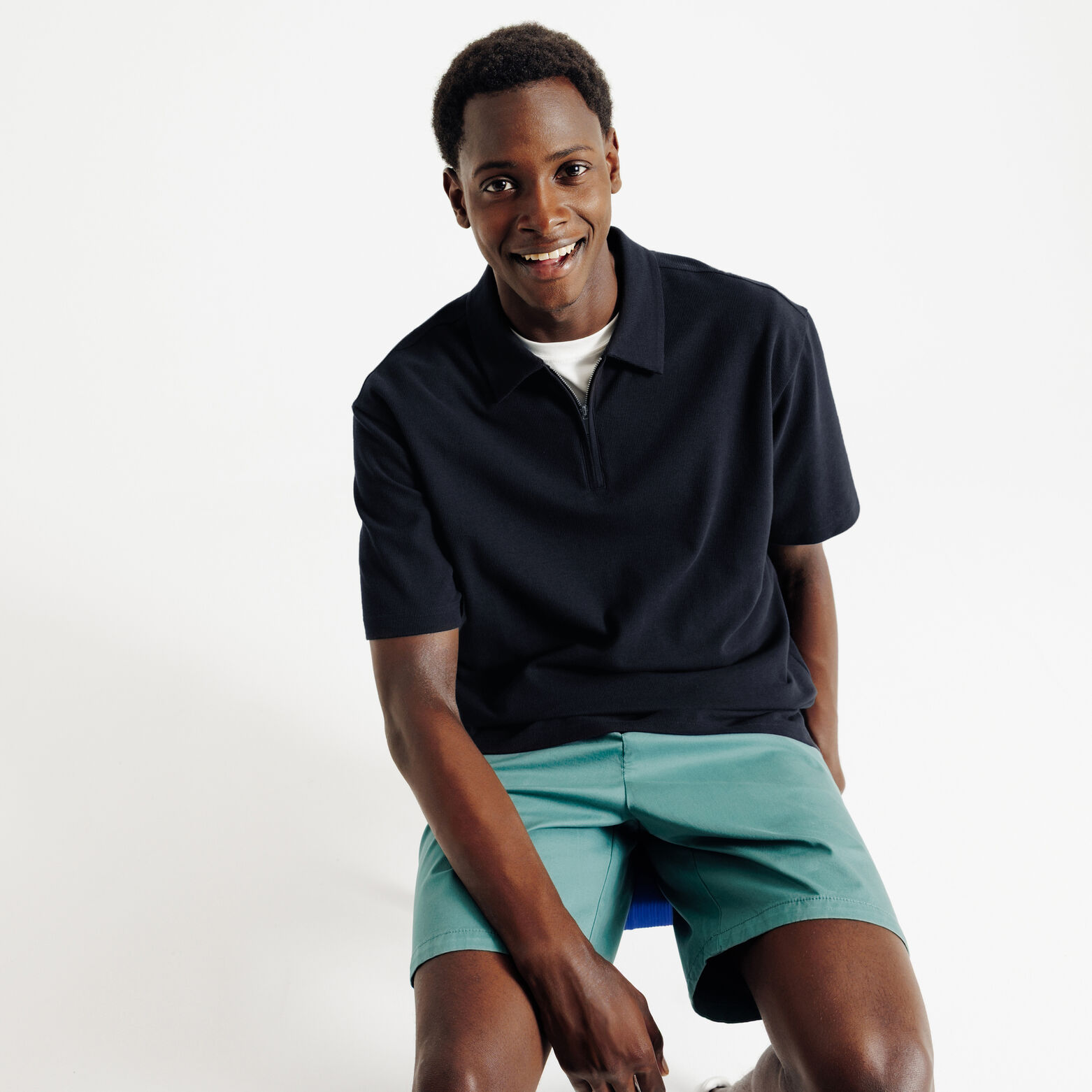 Polo manches courtes col zippé