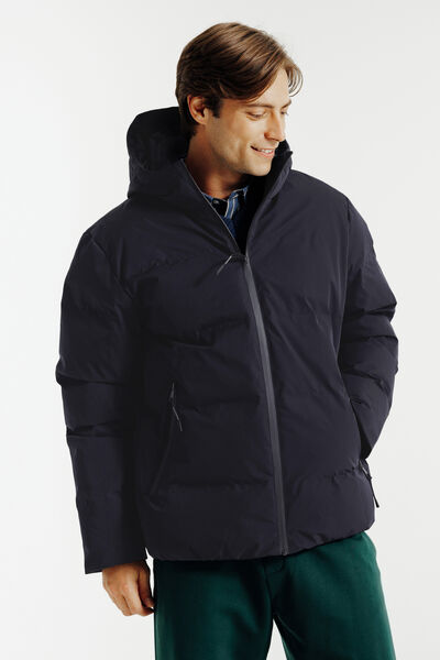 Gewatteerde donsjas met kap en rits