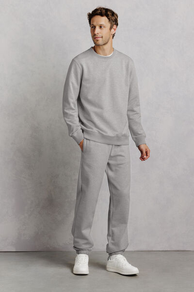 Ensemble sweat col rond et jogging straight - Gris moyen