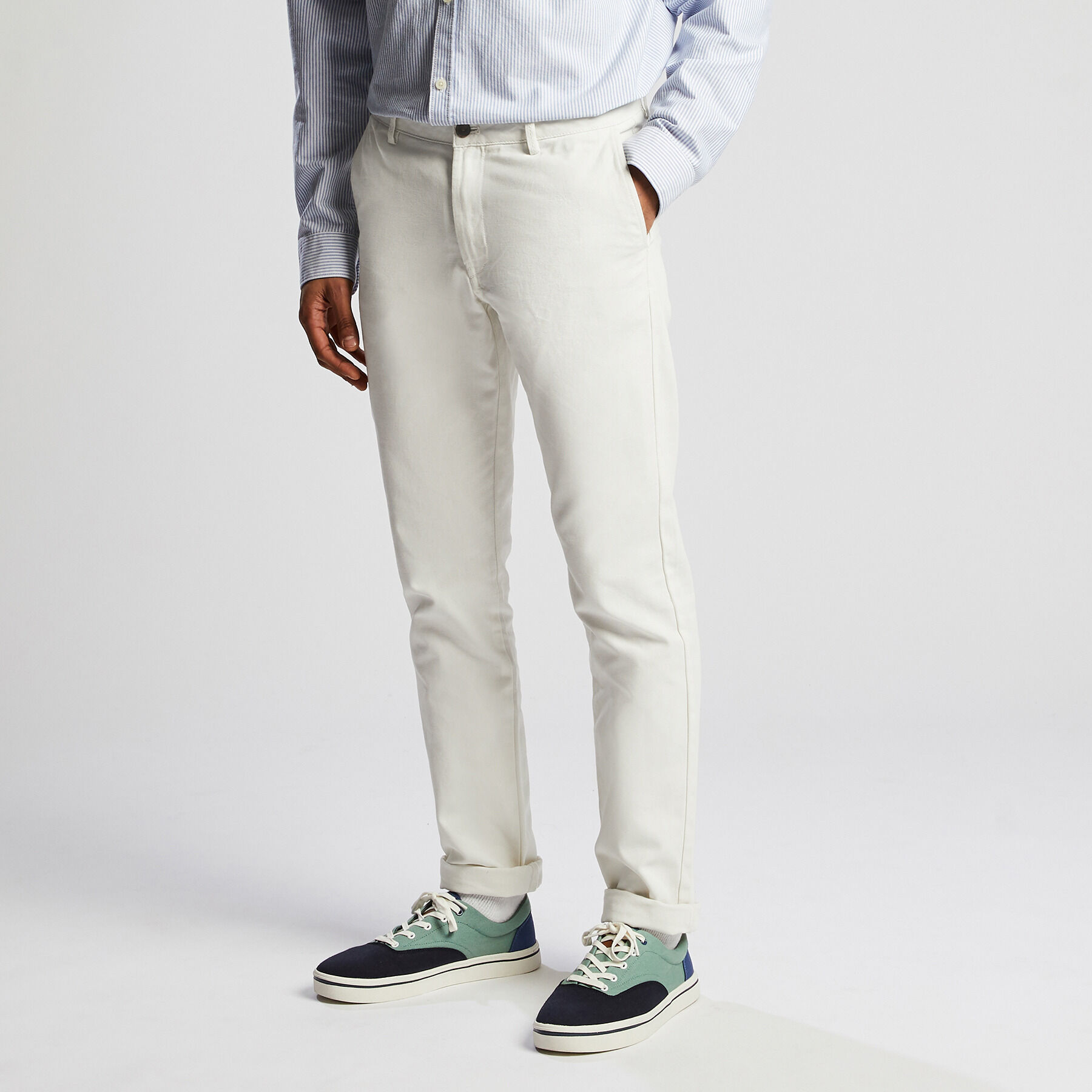 Pantaloni chino dritti in tela leggera ecru | Jules