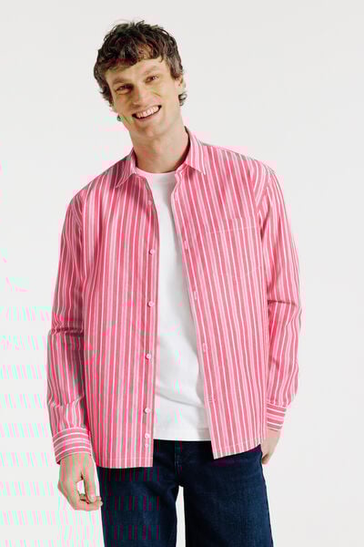 Chemise boxy ray&eacute;e en coton