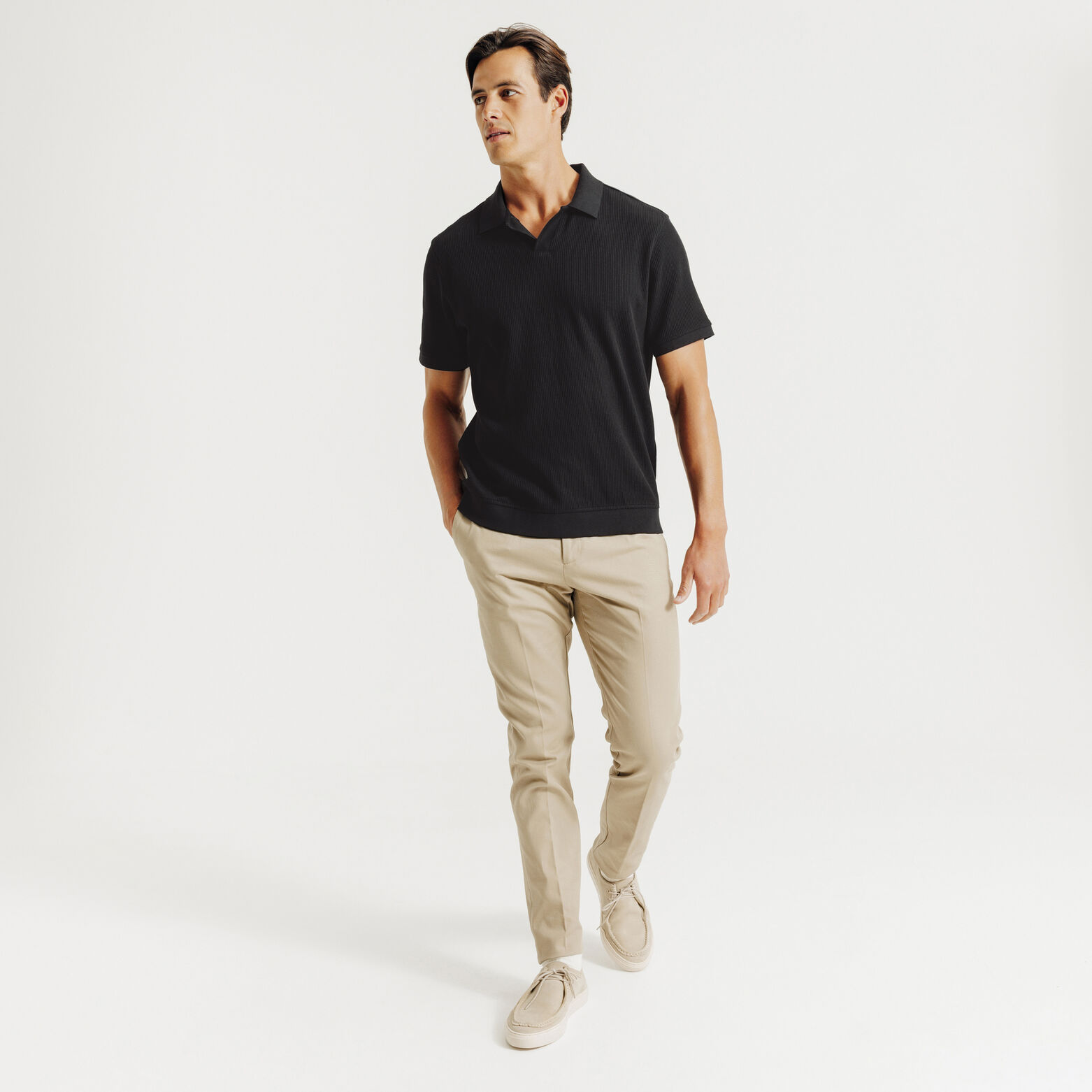 Polo manches courtes texturé col resort